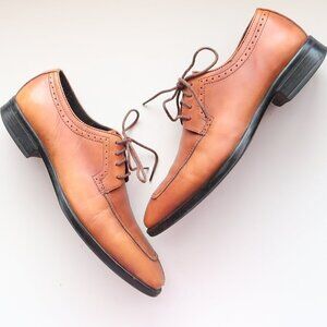 Johnston & Murphy Men's Tan Brown Leather Lace-up Oxford Derby Shoes Size 10.5